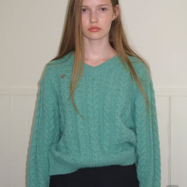 썸웨어버터 Anna alpaca cable sweater pistachi