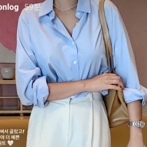 원로그 오버핏 셔츠 스카이블루