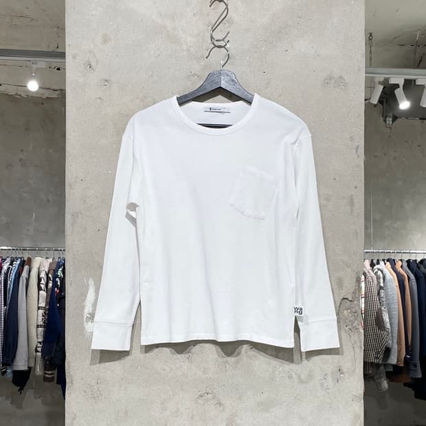 알렉산더 왕 화이트 싱글 포켓 코튼 롱 슬리브