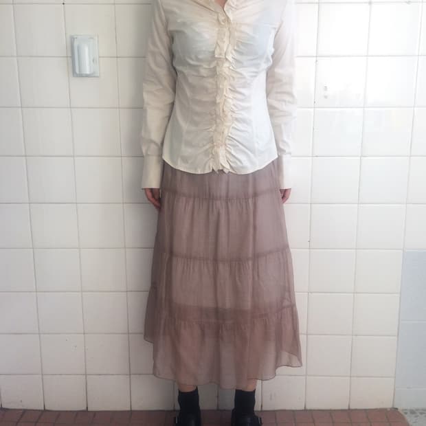 Frill shirring shirt