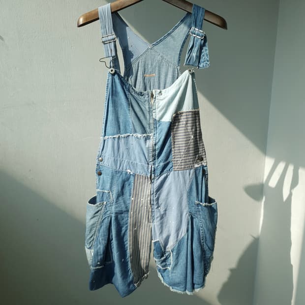 KAPITAL denim Boro Patchwork overalls