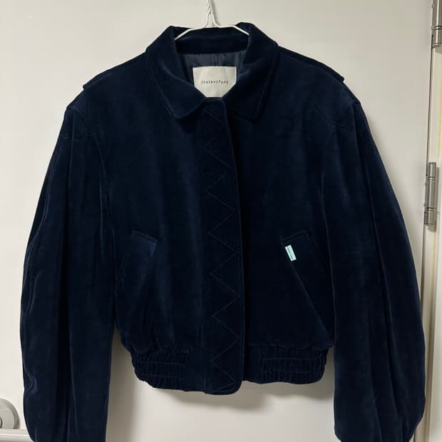 인스턴트펑크 크롭 벨벳 블루종