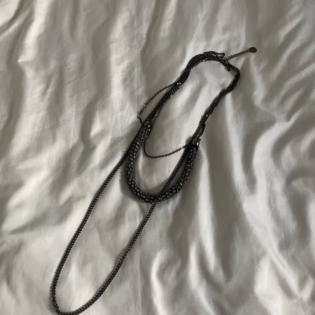 빈티지 큐빅 레이어드 목걸이