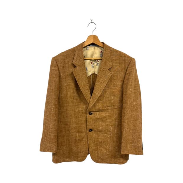 (L) 에르메네질도 제냐 JPN 울 린넨 패브릭 브라운 싱글 재킷 OB-