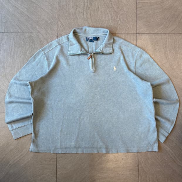 폴로 정품 에메랄드 반집업 니트