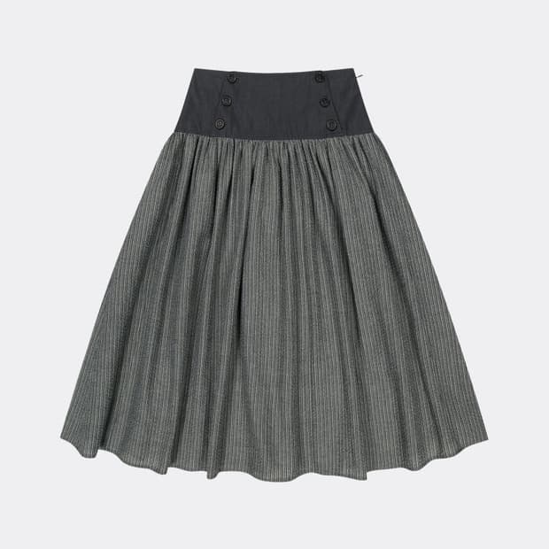 새상품 코이세이오 더블버튼 스프라이트 스커트 블랙