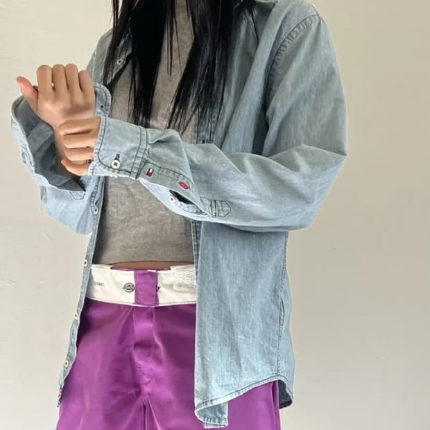 타미힐피거 연청 셔츠