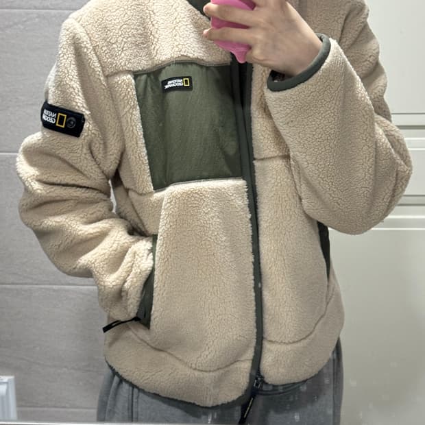 (새상품) 내셔널지오그래픽 플리스 집업 베이지 S