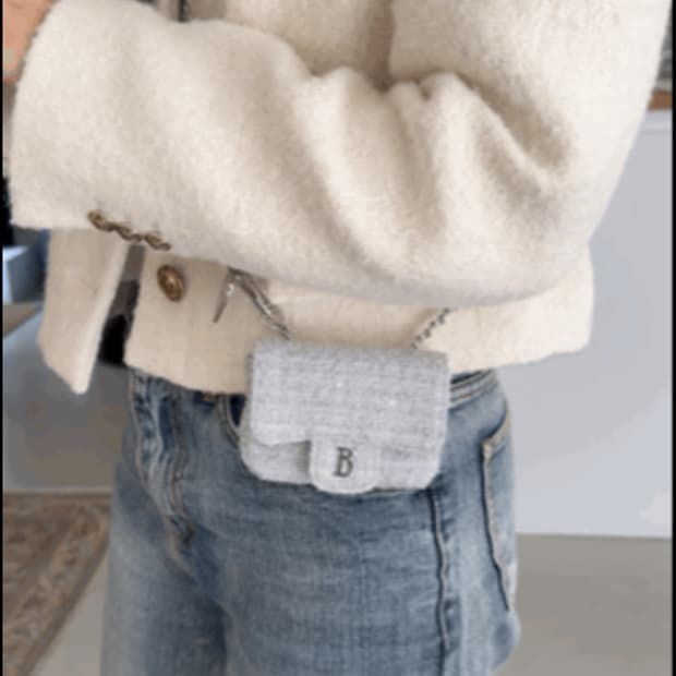 더바넷 Tweed Chain Belt Mini Bag_mint