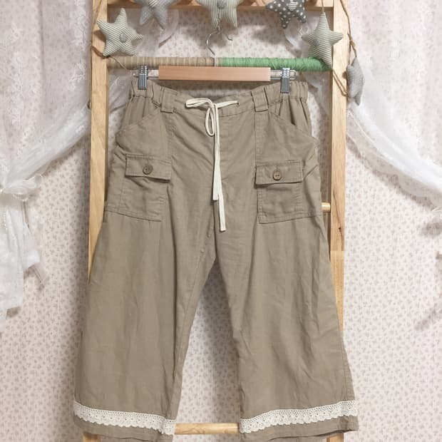 빈티지 베이지 레이스 팬츠