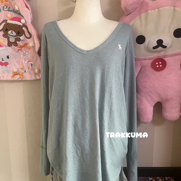 아베크롬비 롱슬리브 긴팔티셔츠 헨리넥 하늘색 흰하 후드집업