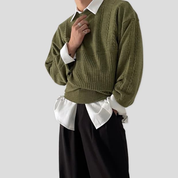 (Dior)크리스찬 디올 카키 케이블 스웨터