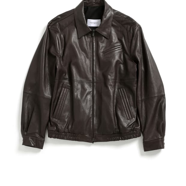 해칭룸 스티치 레더 블루종 브라운 4