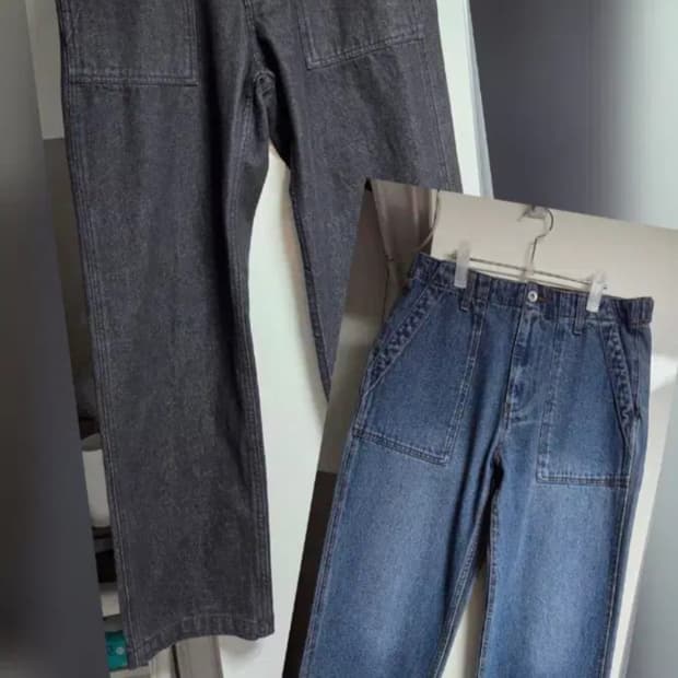 유니폼브릿지 퍼티그 데님팬츠 일괄 판매 인디고, 블랙 M