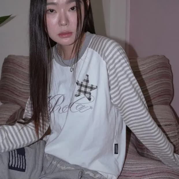 프렌다 나그랑 빈티지 긴소매 티셔츠 롱슬리브 단가라 y2k