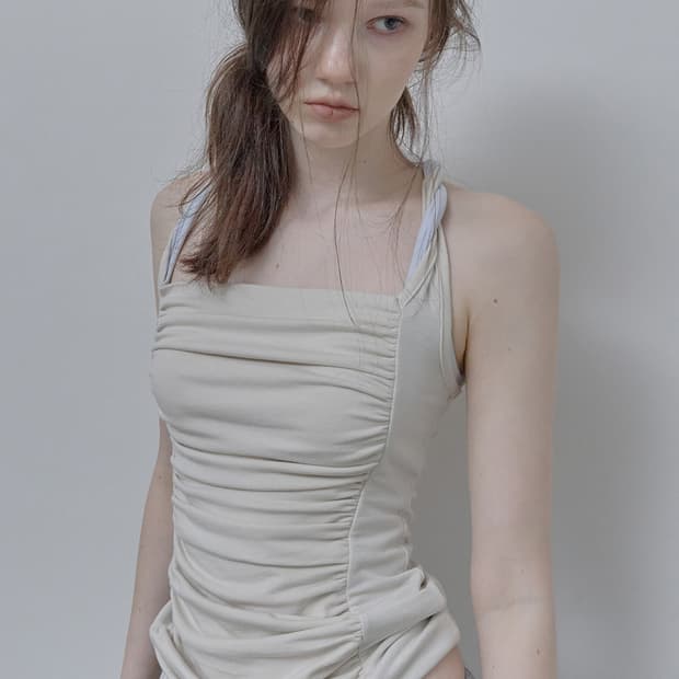 필세 philce Mixed drape Sleeveless, Ivory