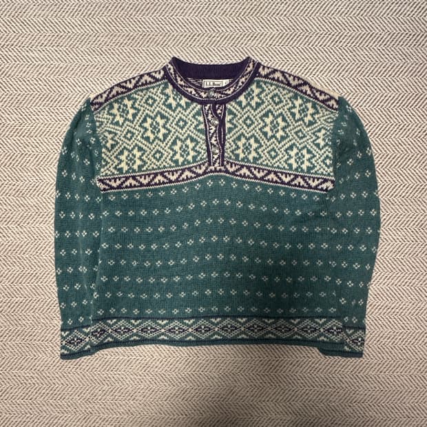 L. L. BEAN usa made wool nordic sweater