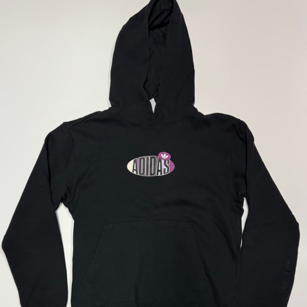 여성 아디다스 센터 그래픽 블랙 후드티 s