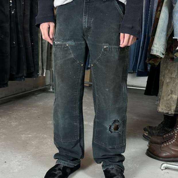 OG 칼하트 B01 더블니 블랙 칼하트 썩블니 워크팬츠