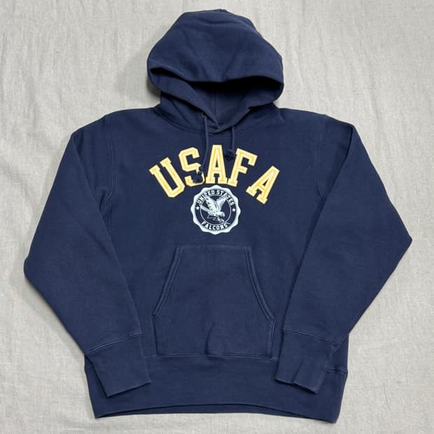 챔피온 빈티지 리버스위브 USAFA 네이비 후드 L