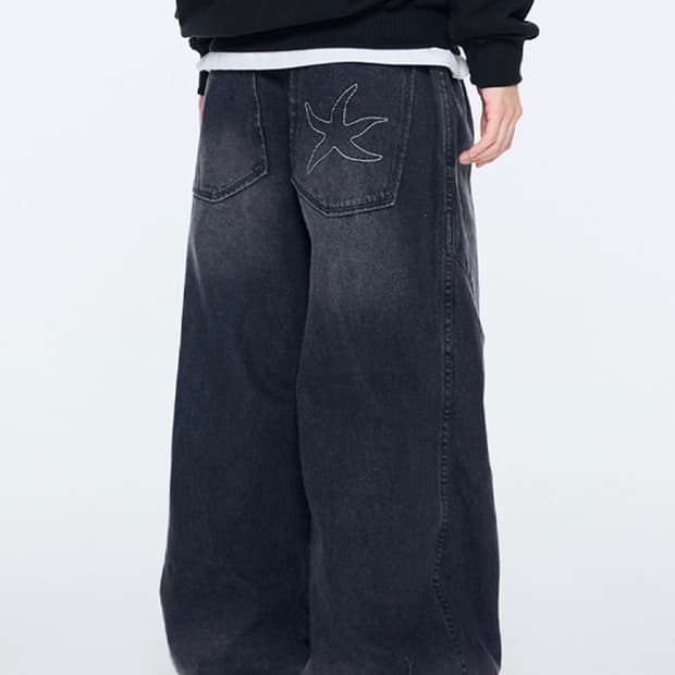TCM starfish denim pants (black)