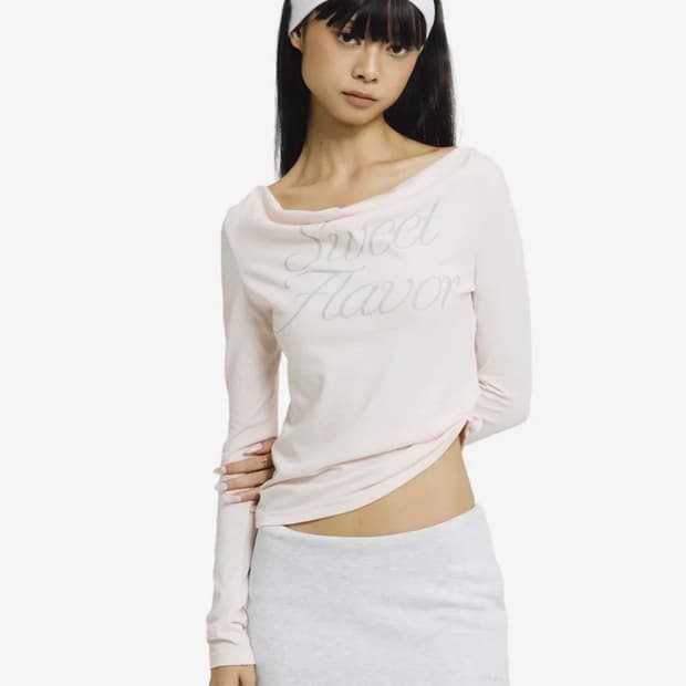 포어링 Sweet flavor draped tee pink