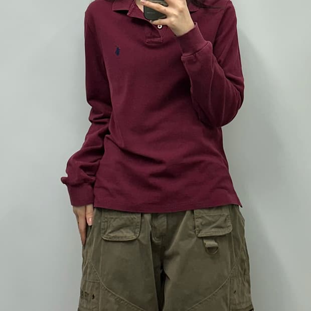 폴로 랄프로렌 버건디 긴팔 카라 티셔츠