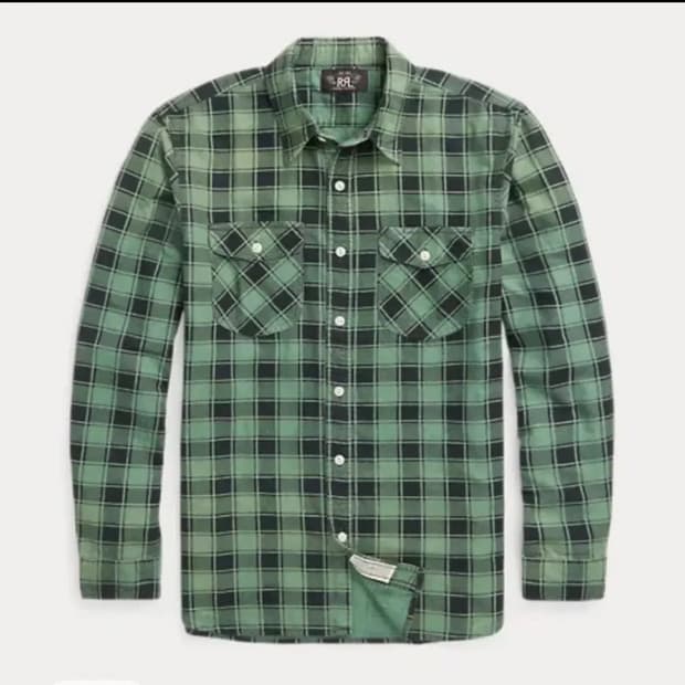 더블알엘(RRL) 그린 플래드 프린트 샤모아 워크셔츠 L사이즈