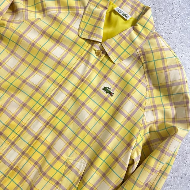 90s Lacoste 올드스쿨 서광 옐로우 타탄 체크 자켓