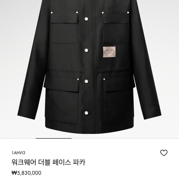 루이비통 워크웨어 더블 페이스 파카 블랙 52