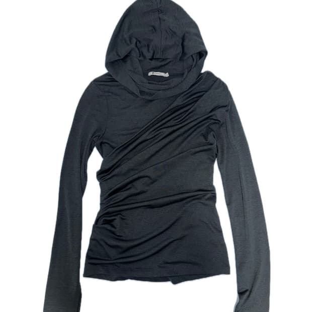 T by Alexander Wang 드레이프 후드 롱슬리브 탑