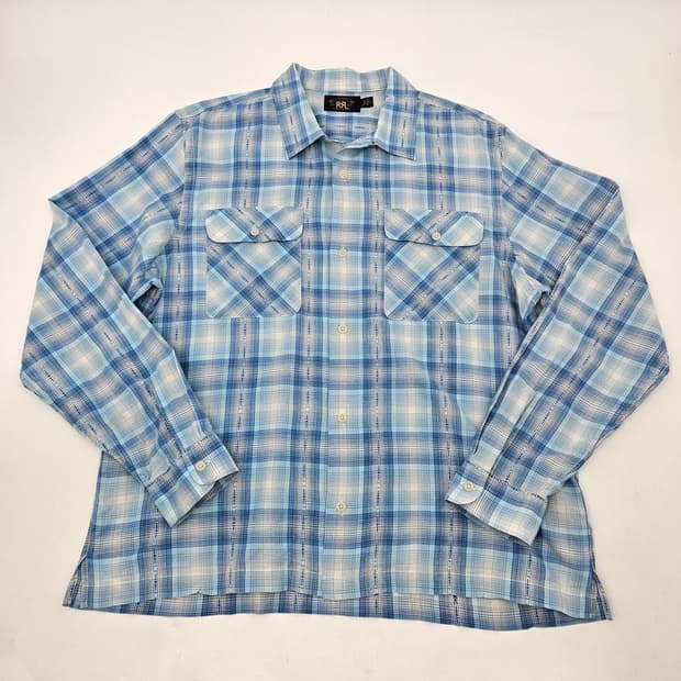 RRL 더블알엘 플래드 트윌 캠프 셔츠 스카이 블루