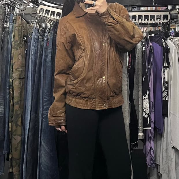 브라운 리얼 레더자켓