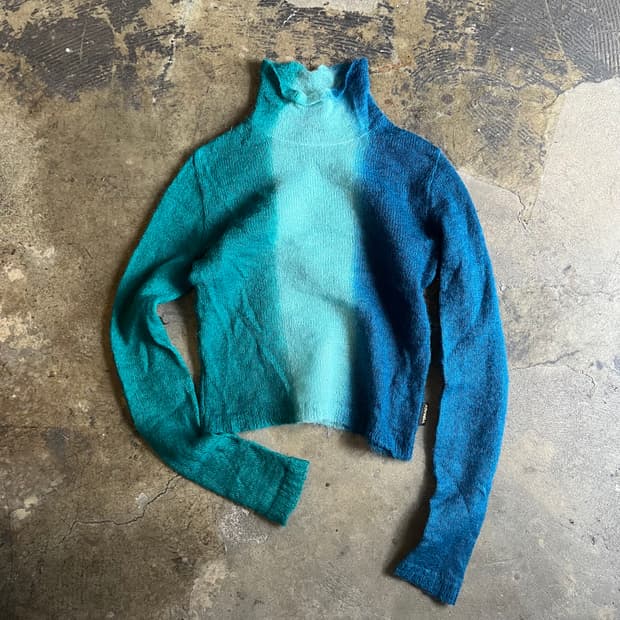 90s 베르사체 배색 모헤어 크롭 니트