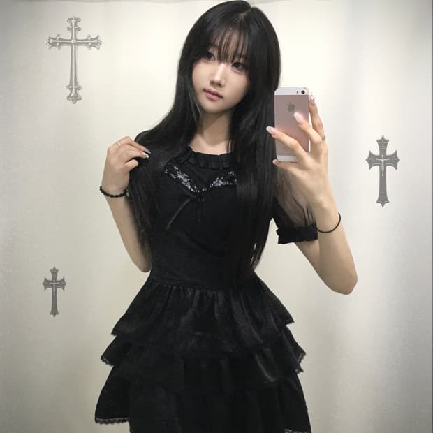 데일리 무채색 고딕 올블랙 공겜여주깔 코디세트