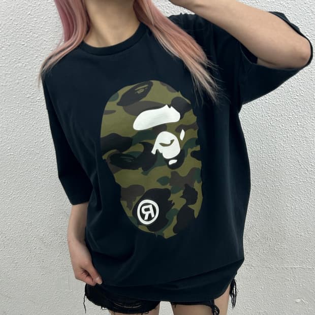 베이프 카모 빅 사루 블랙 반팔 3XL