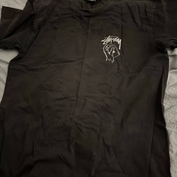 스투시 블랙 반팔 티셔츠 카드 그래픽 L