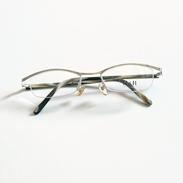 R&B EYEWEAR 실버 반무테 스퀘어 메탈 프레임 빈티지 안경
