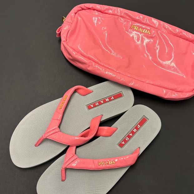 PRADA flip flop sandals with pouch