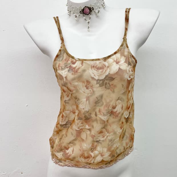 오리엔탈 엔틱 로즈 메쉬 슬립