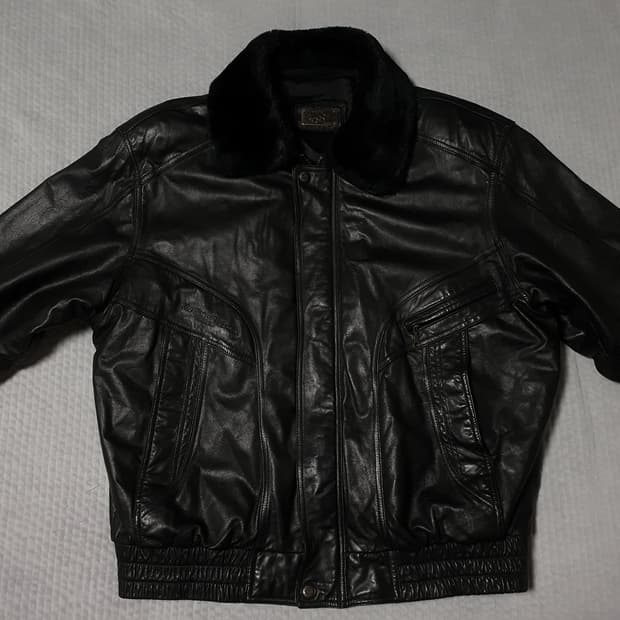 빈티지 가죽 봄버 자켓