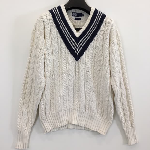 폴로 랄프로렌 90s 크리켓 케이블니트 L