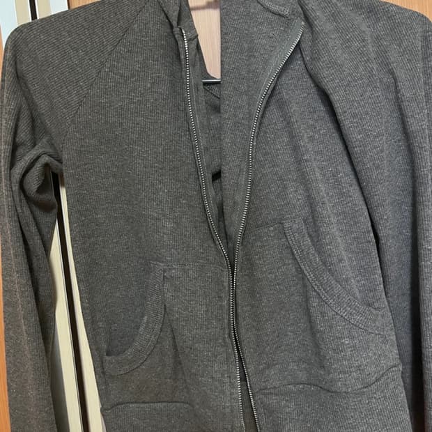 빈티지 여성 슬림핏 골지 후드집업