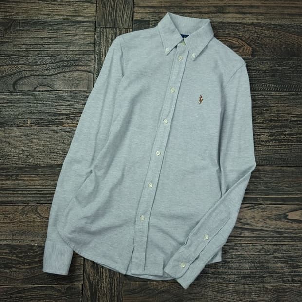 [폴로 랄프로렌] 포니 로고 자수 니트 옥스포드 셔츠 그레이 M17048