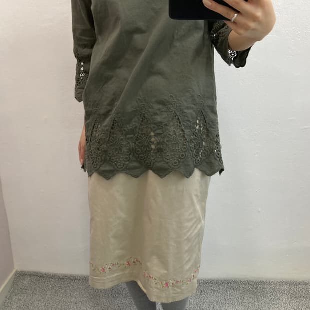 플라워 십자수 스커트