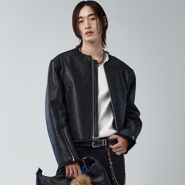 알렌느 포우 레더 시어링 자켓 퍼자켓 가죽자켓