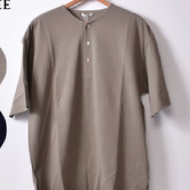 (4)Auralee오라리 18SS 하이게이지 피케 헨리넥 카키