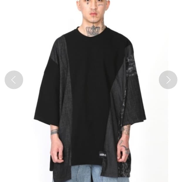 아조바이아조 반팔 오버사이즈 믹스 티셔츠 L