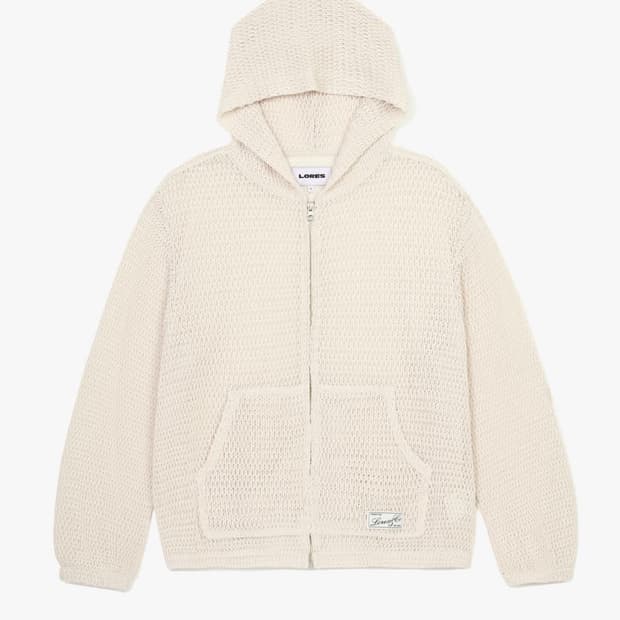 Lores 크림색 니트 후드집업 L