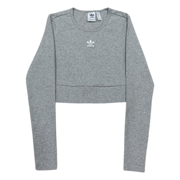 아디다스 딱붙핏 여성 에센셜 립 긴팔티 그레이 M